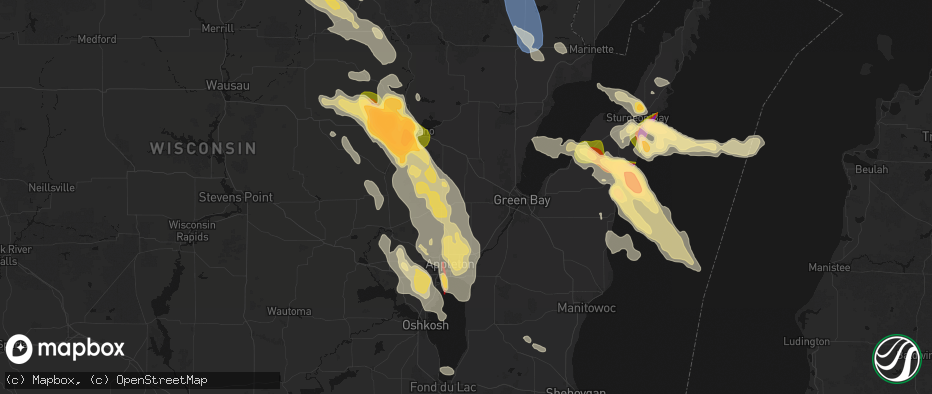 Hail map in Seymour, WI on July 27, 2026
