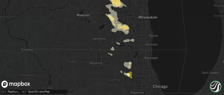 Hail map in Sharon, WI on July 27, 2026