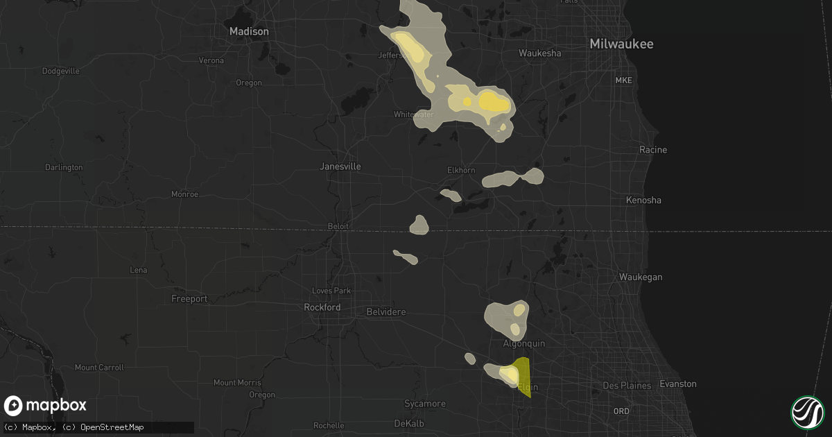 Hail map in Sharon, WI on July 27, 2026