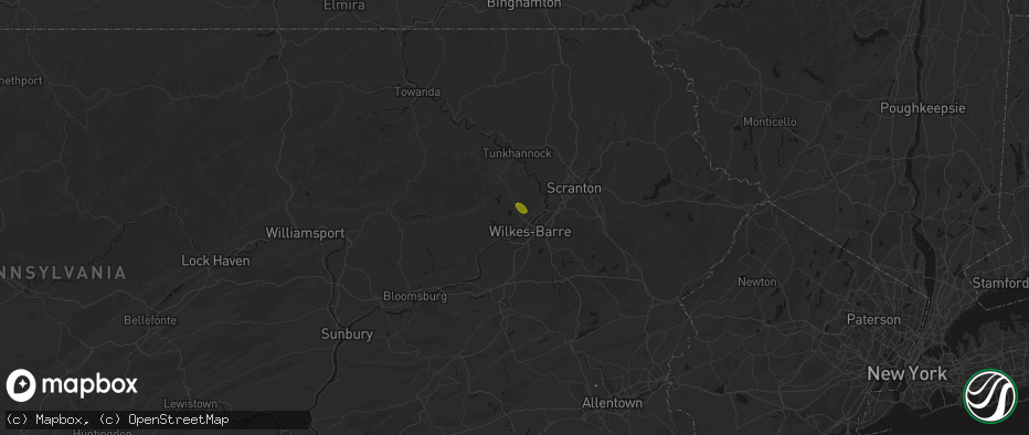 Hail map in Shavertown, PA on July 27, 2026
