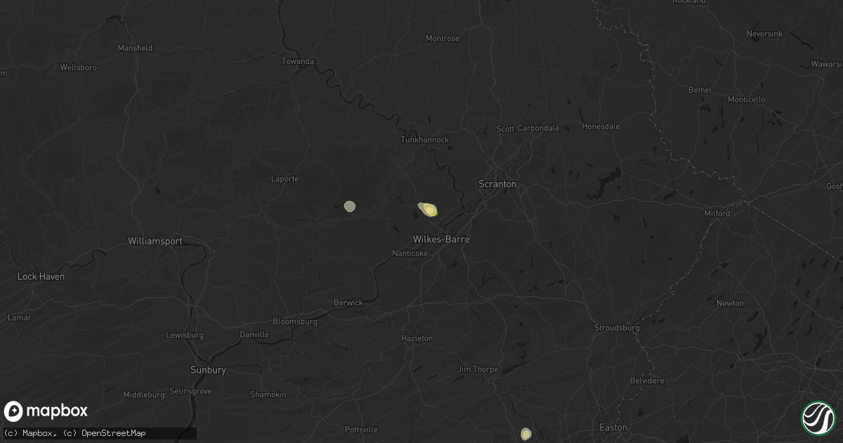 Hail map in Shavertown, PA on July 27, 2026