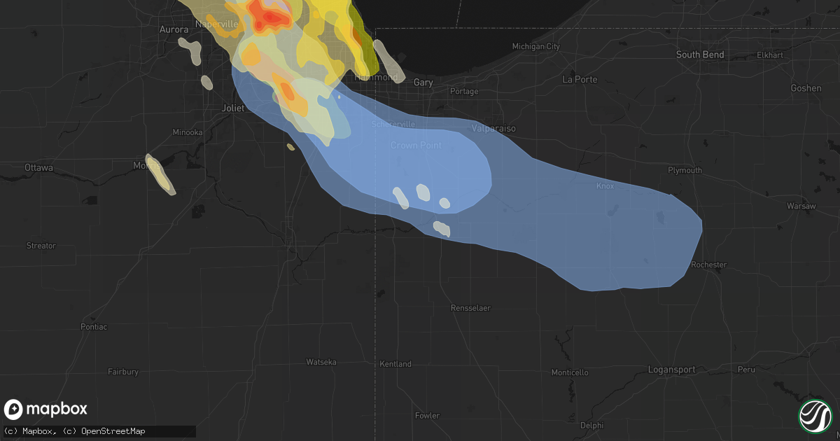 Hail map in Shelby, IN on July 27, 2026