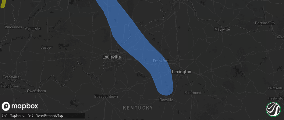 Hail map in Shelbyville, KY on July 27, 2026
