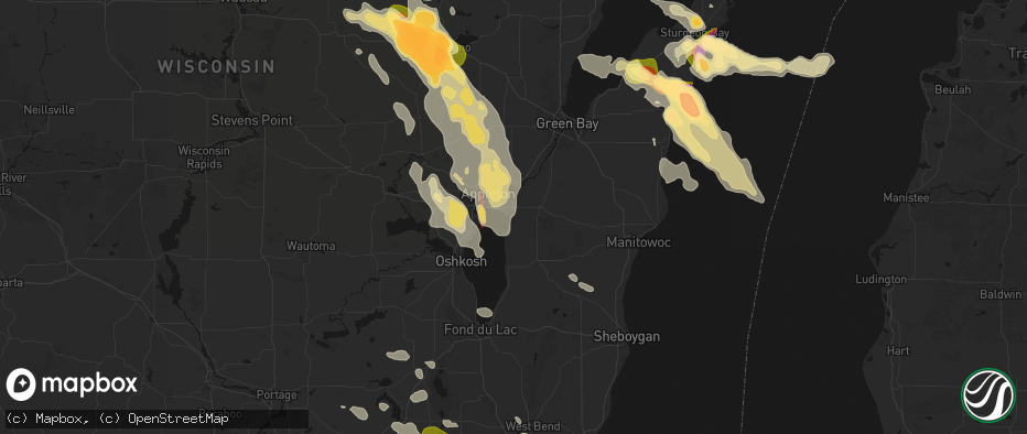 Hail map in Sherwood, WI on July 27, 2026
