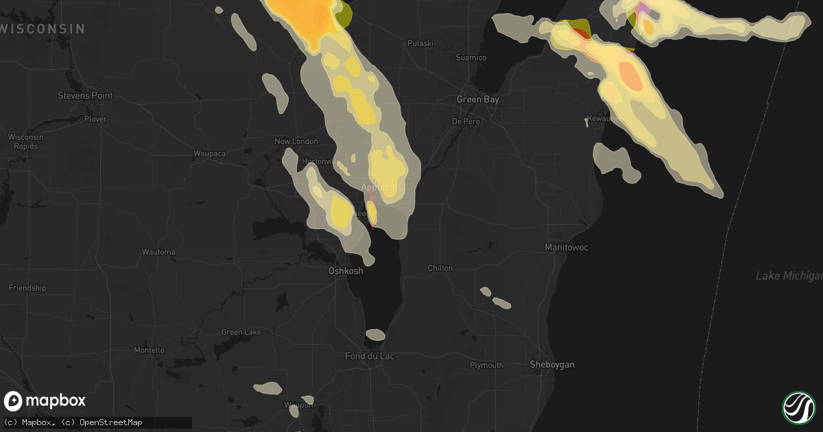 Hail map in Sherwood, WI on July 27, 2026