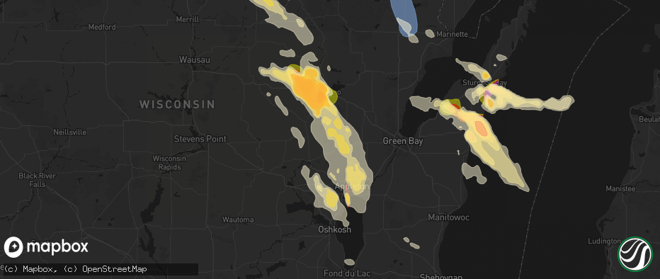Hail map in Shiocton, WI on July 27, 2026