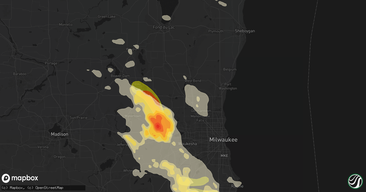 Hail map in Slinger, WI on July 27, 2026