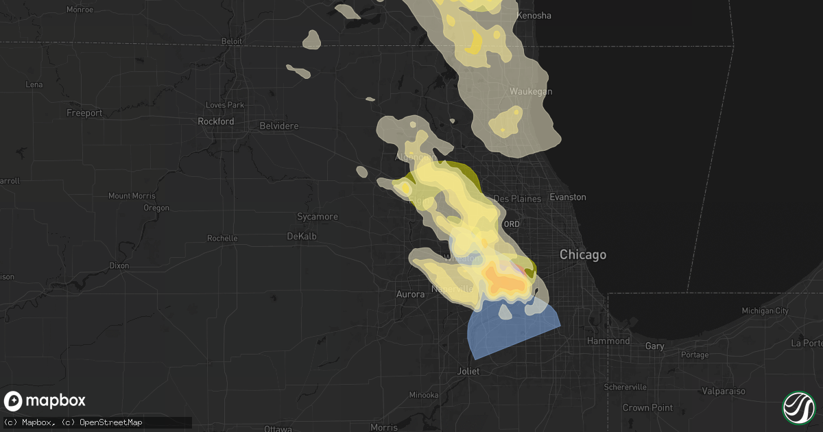 Hail map in South Elgin, IL on July 27, 2026