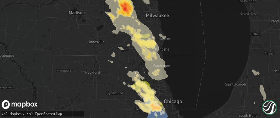 Hail map in Spring Grove, IL on July 27, 2026