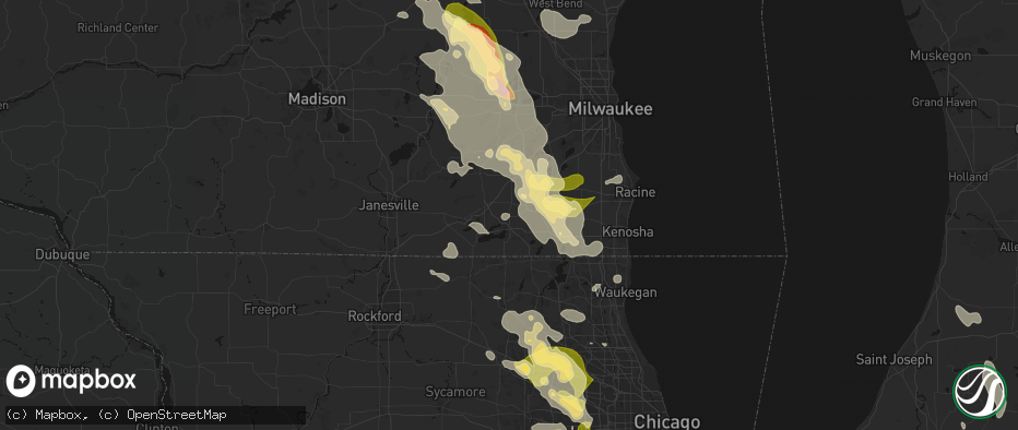 Hail map in Springfield, WI on July 27, 2026