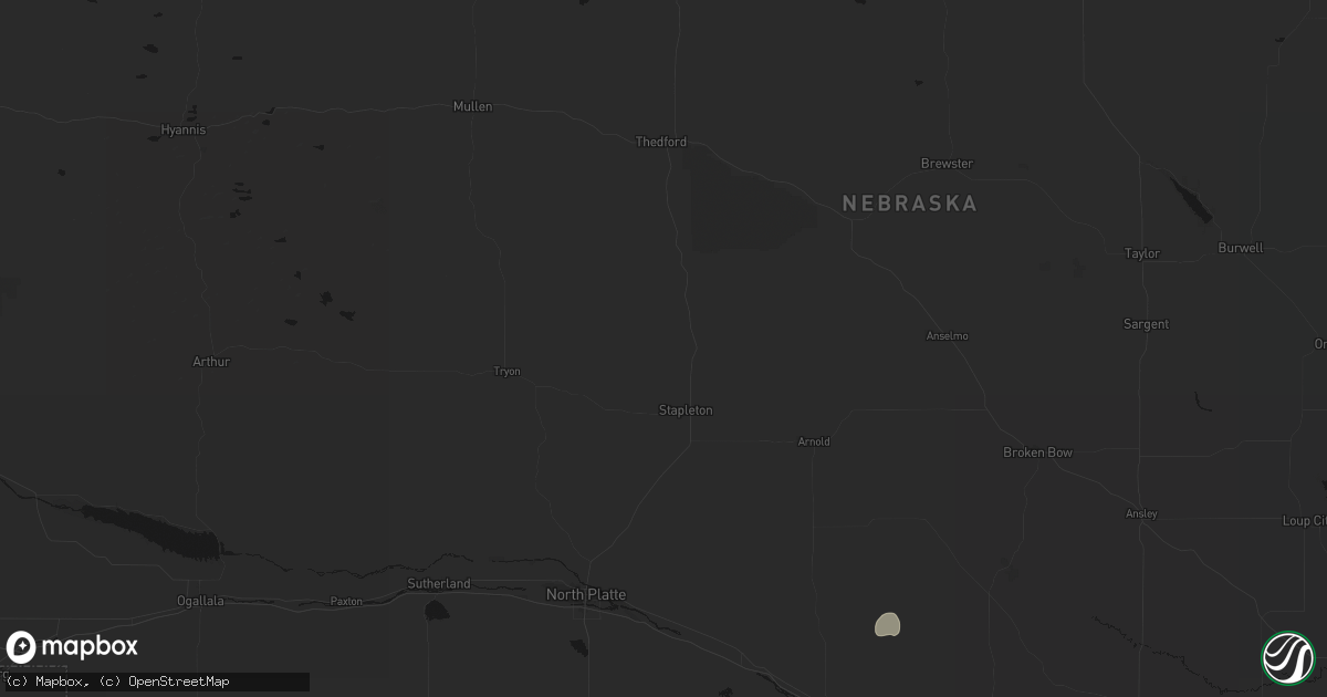 Hail map in Stapleton, NE on July 27, 2026