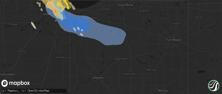 Hail map in Star City, IN on July 27, 2026