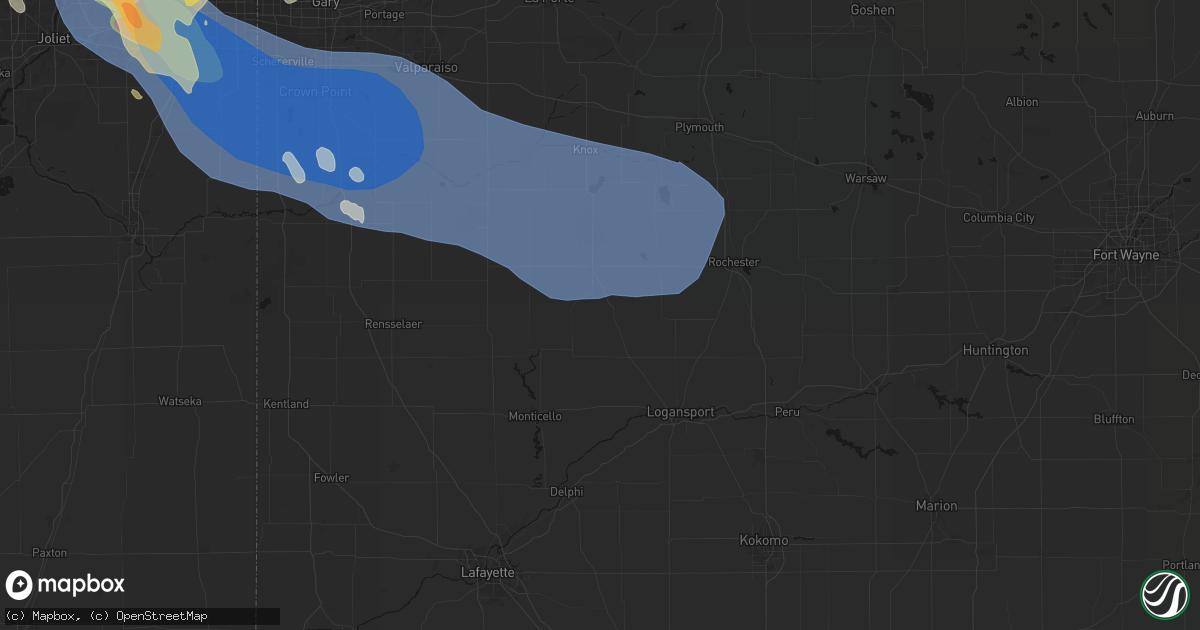 Hail map in Star City, IN on July 27, 2026