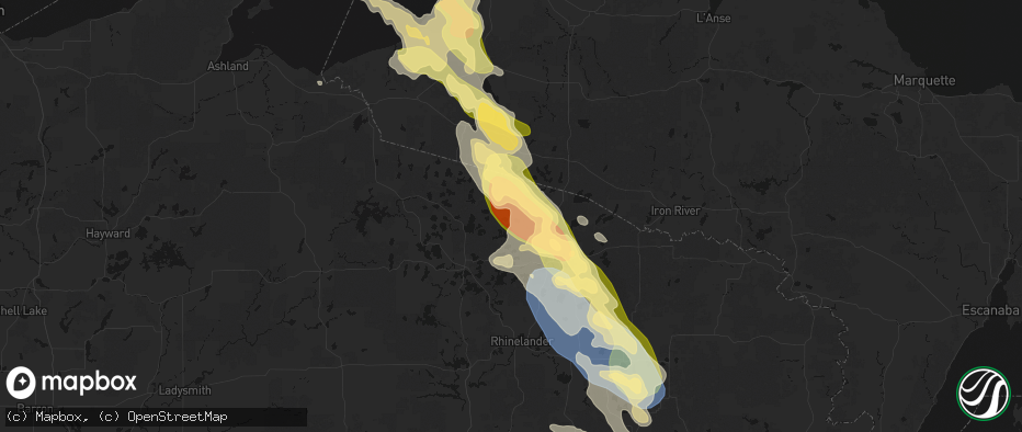Hail map in Star Lake, WI on July 27, 2026