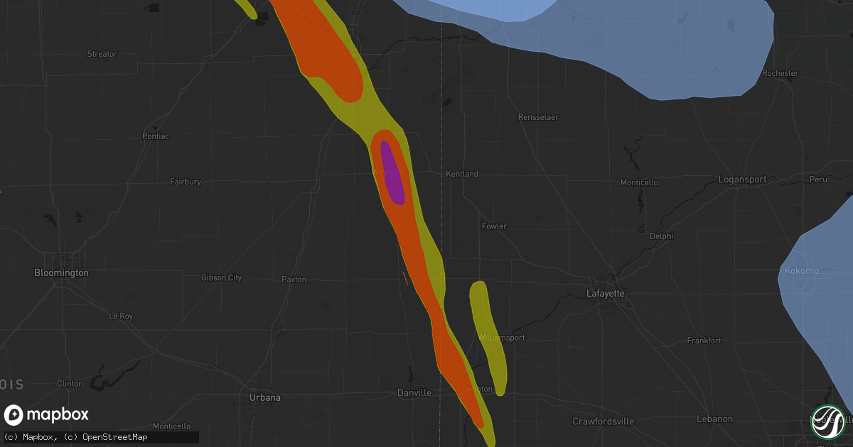Hail map in Stockland, IL on July 27, 2026