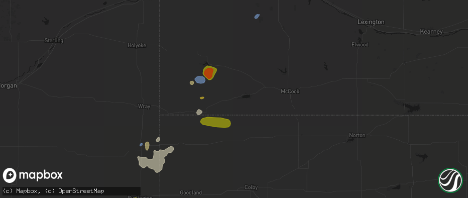 Hail map in Stratton, NE on July 27, 2026