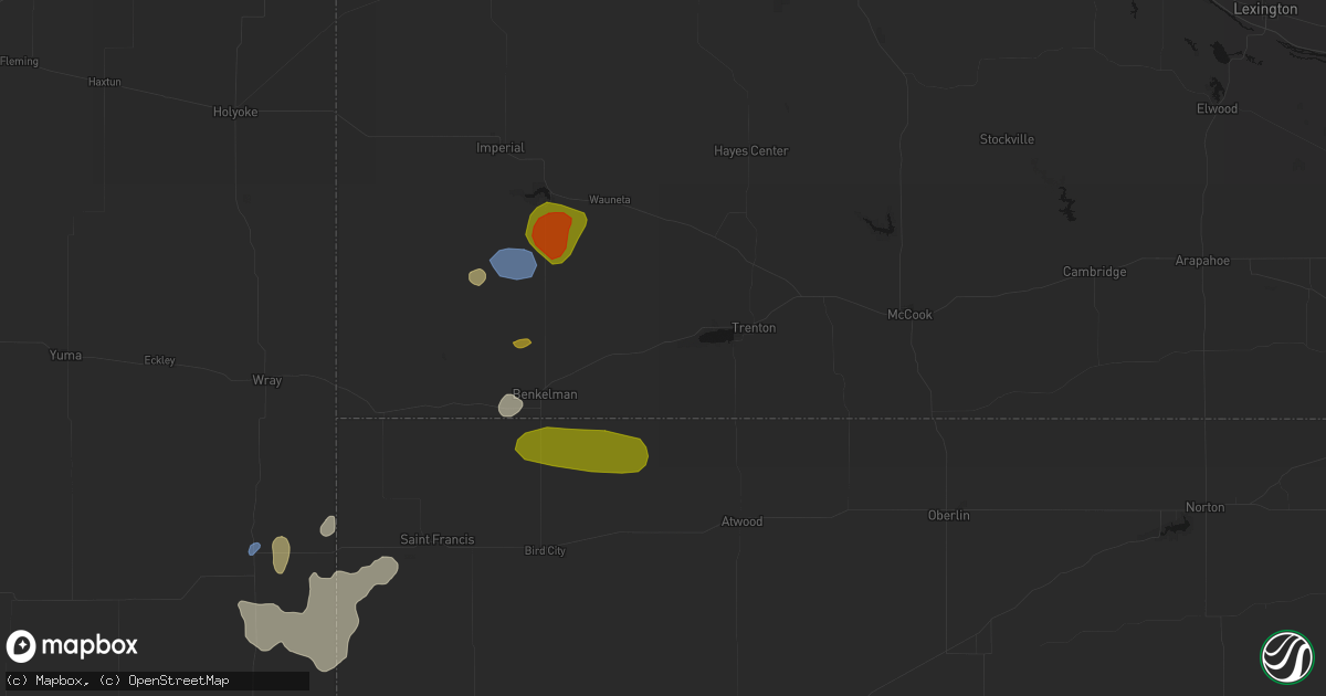 Hail map in Stratton, NE on July 27, 2026