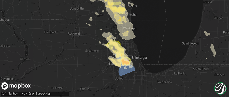 Hail map in Streamwood, IL on July 27, 2026