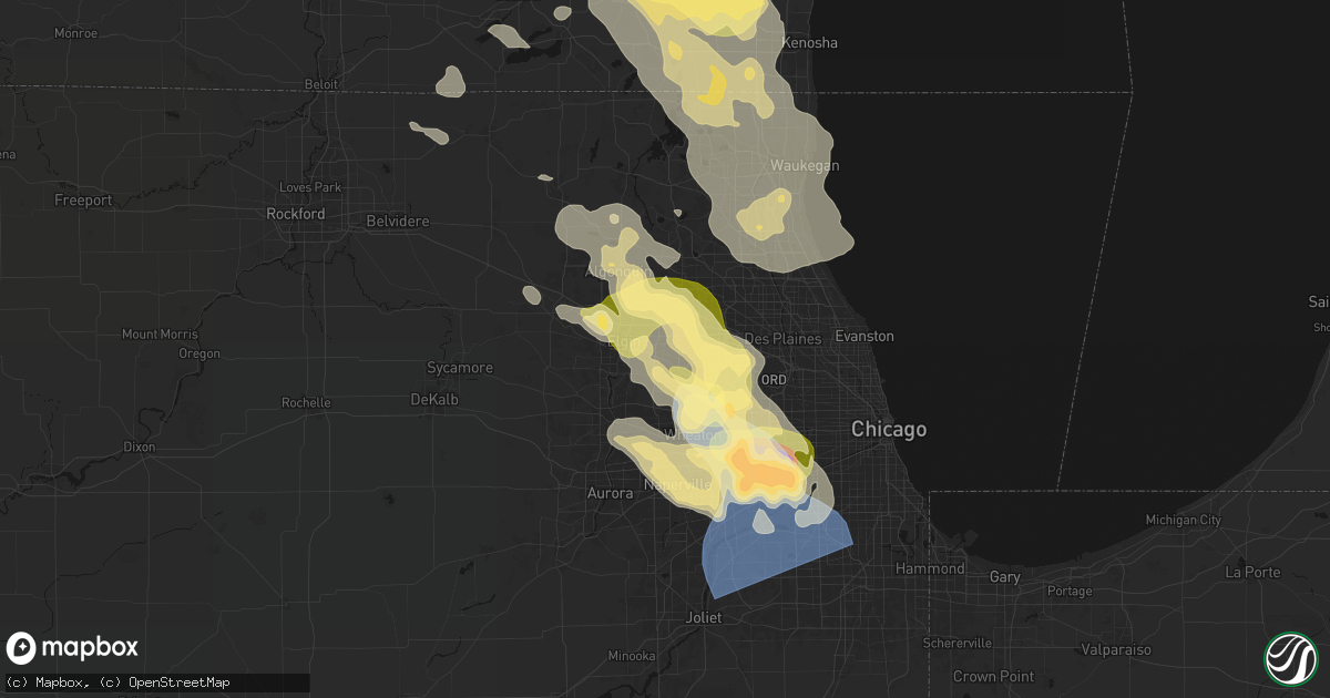 Hail map in Streamwood, IL on July 27, 2026