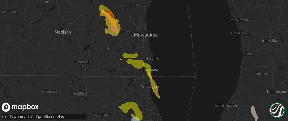 Hail map in Sturtevant, WI on July 27, 2026