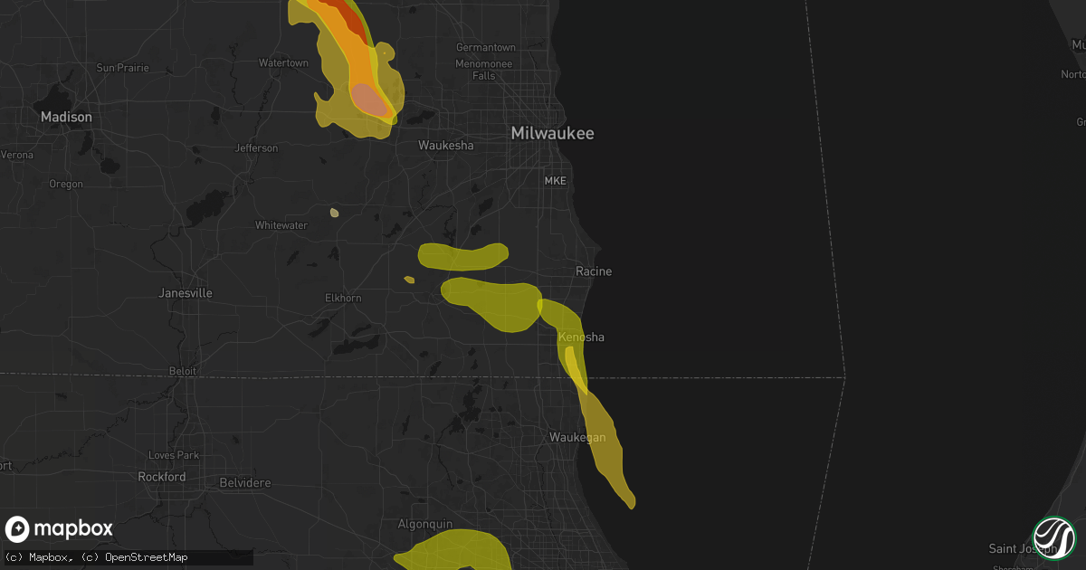 Hail map in Sturtevant, WI on July 27, 2026