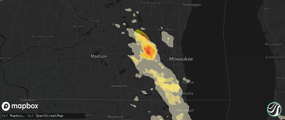 Hail map in Sullivan, WI on July 27, 2026