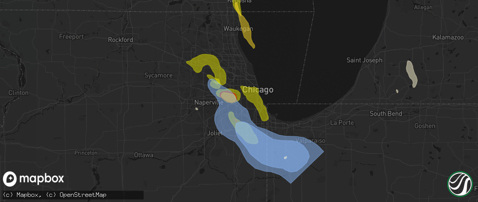 Hail map in Summit Argo, IL on July 27, 2026