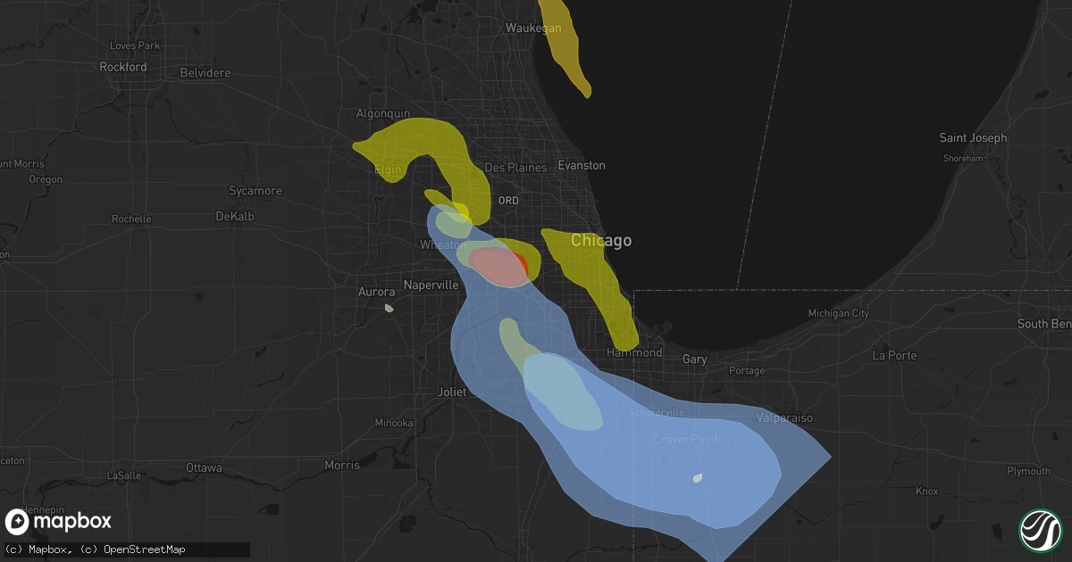 Hail map in Summit Argo, IL on July 27, 2026