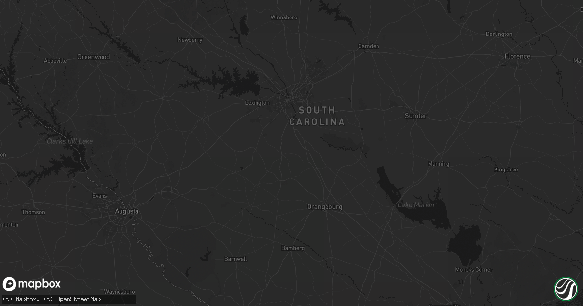 Hail map in Swansea, SC on July 27, 2026