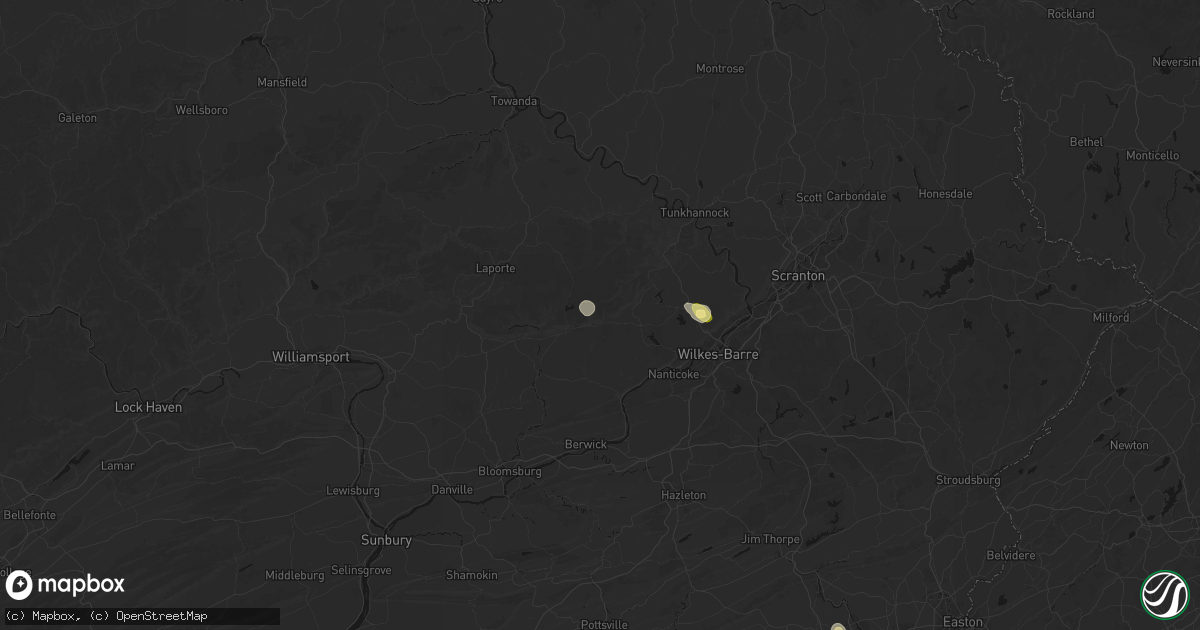 Hail map in Sweet Valley, PA on July 27, 2026