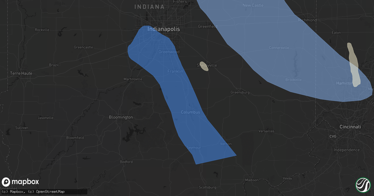 Hail map in Taylorsville, IN on July 27, 2026