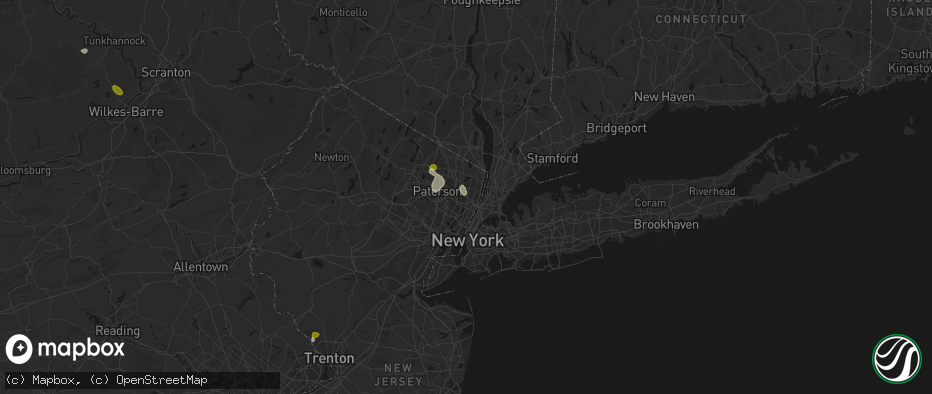 Hail map in Teaneck, NJ on July 27, 2026