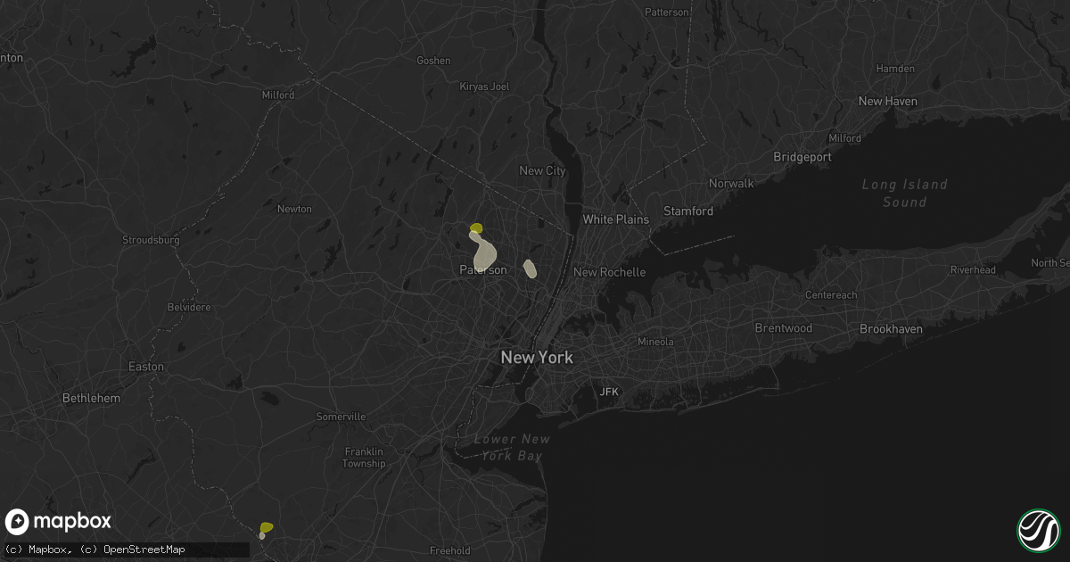 Hail map in Teaneck, NJ on July 27, 2026