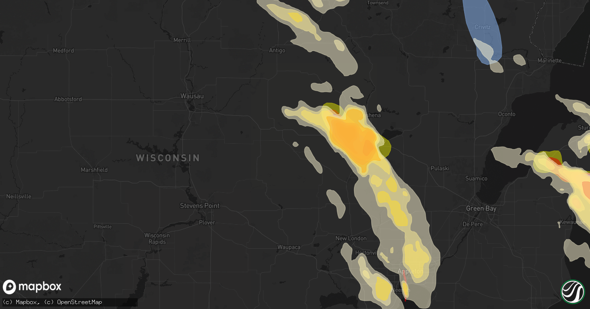 Hail map in Tigerton, WI on July 27, 2026