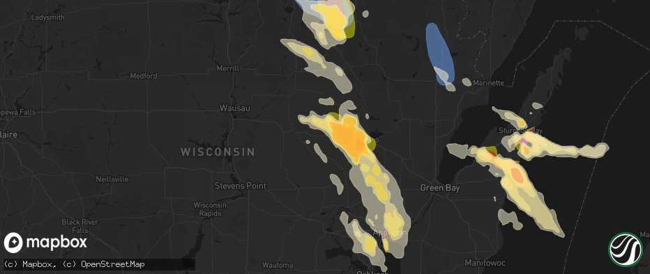 Hail map in Tilleda, WI on July 27, 2026