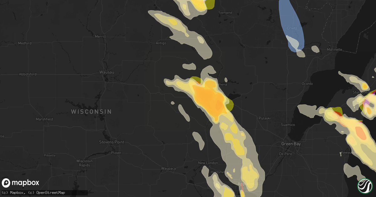Hail map in Tilleda, WI on July 27, 2026
