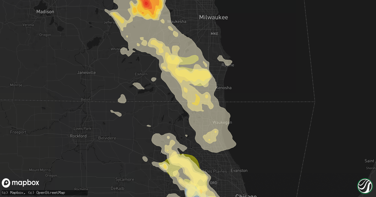 Hail map in Trevor, WI on July 27, 2026