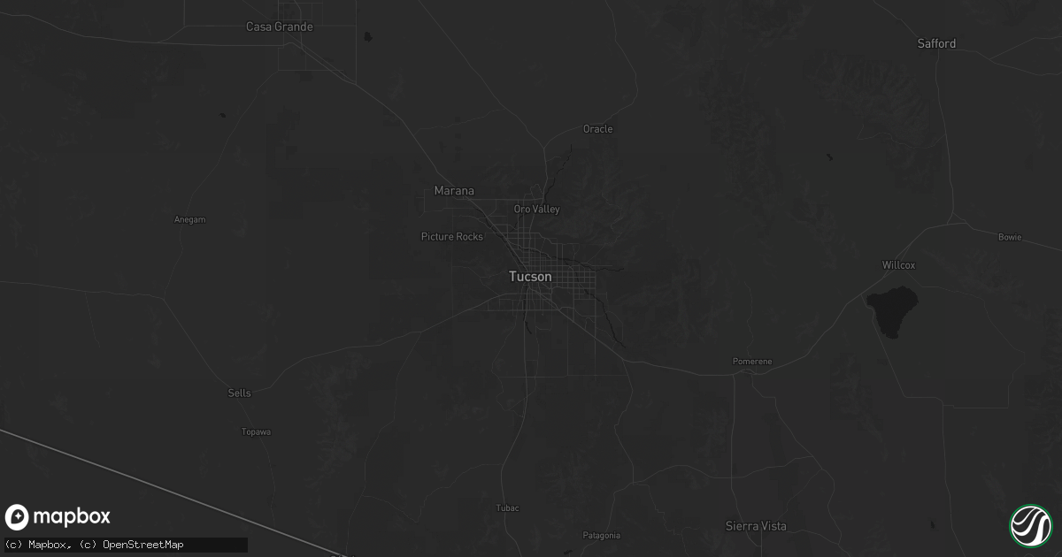 Hail map in Tucson, AZ on July 27, 2026