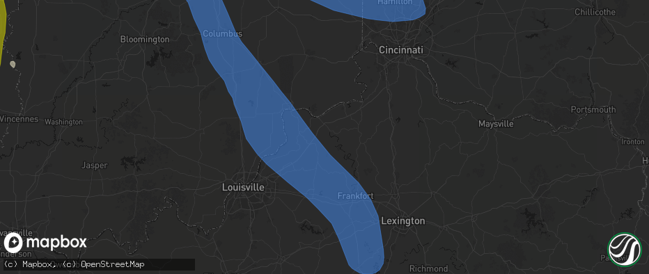 Hail map in Turners Station, KY on July 27, 2026