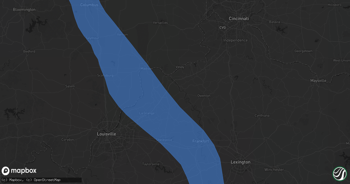 Hail map in Turners Station, KY on July 27, 2026