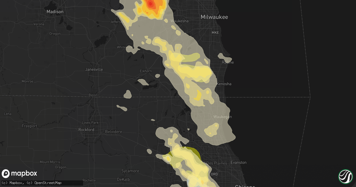 Hail map in Twin Lakes, WI on July 27, 2026