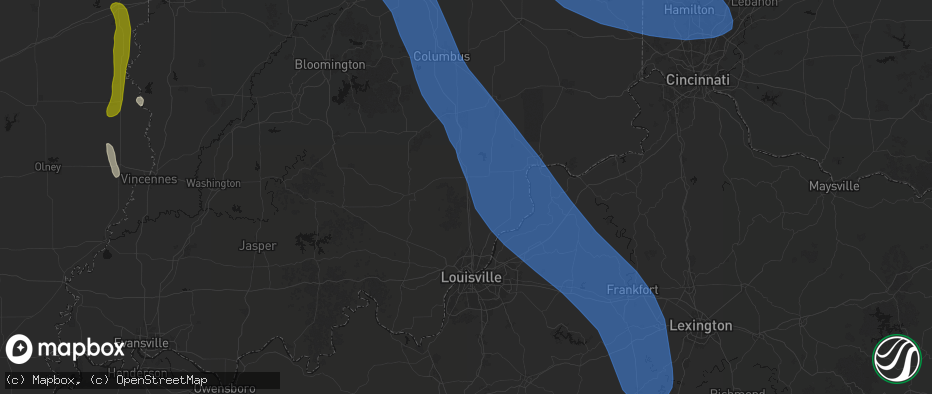 Hail map in Underwood, IN on July 27, 2026