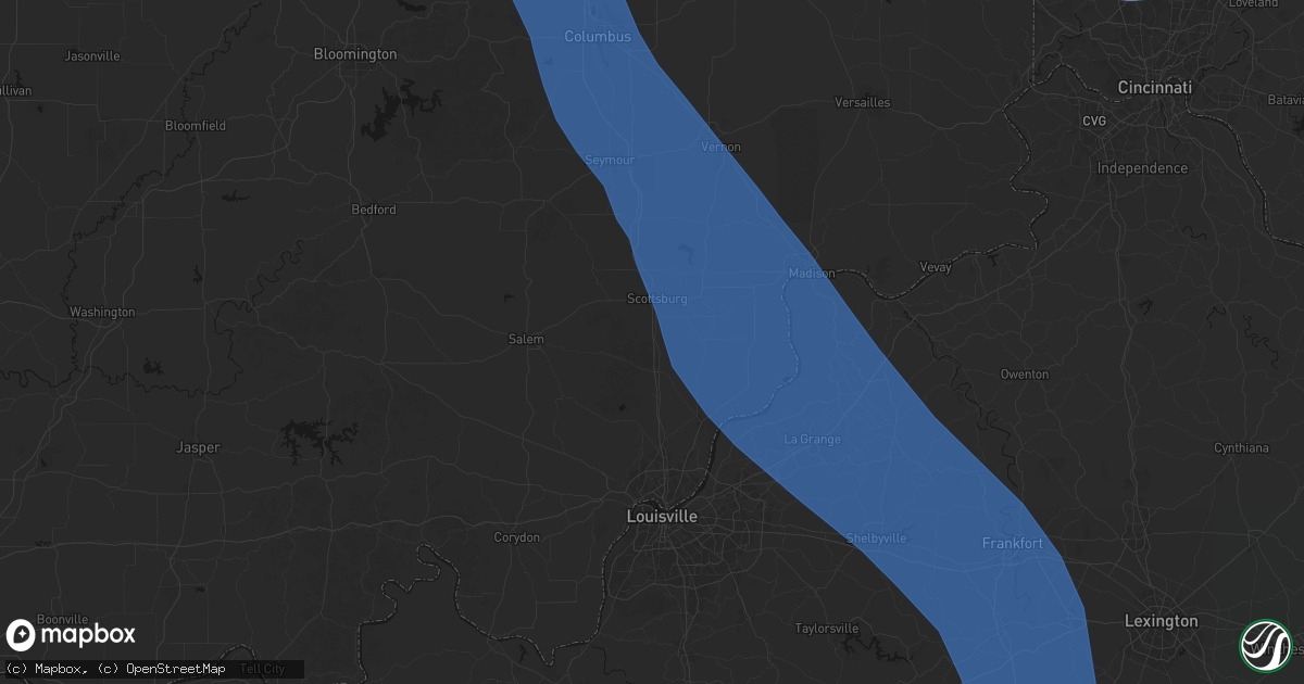 Hail map in Underwood, IN on July 27, 2026