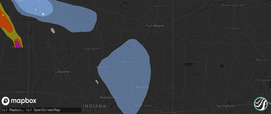 Hail map in Van Buren, IN on July 27, 2026