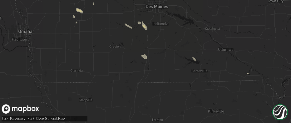 Hail map in Van Wert, IA on July 27, 2026