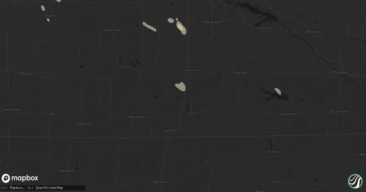 Hail map in Van Wert, IA on July 27, 2026