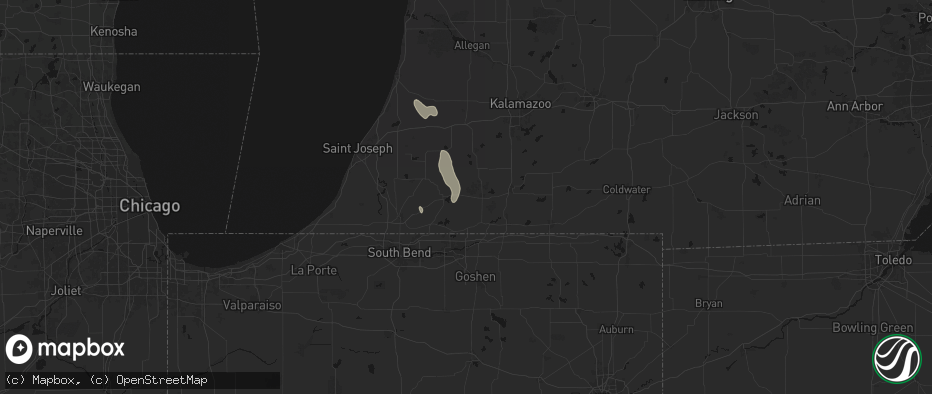 Hail map in Vandalia, MI on July 27, 2026