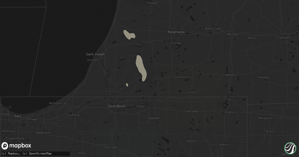 Hail map in Vandalia, MI on July 27, 2026
