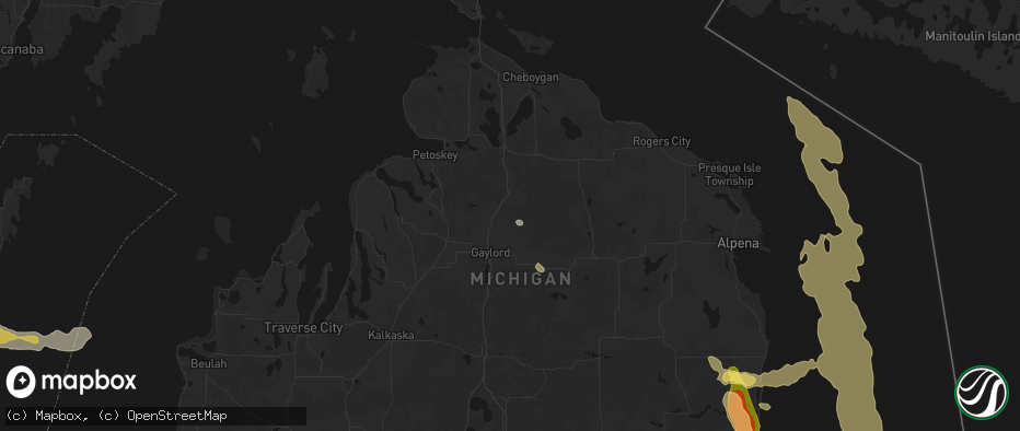 Hail map in Vanderbilt, MI on July 27, 2026