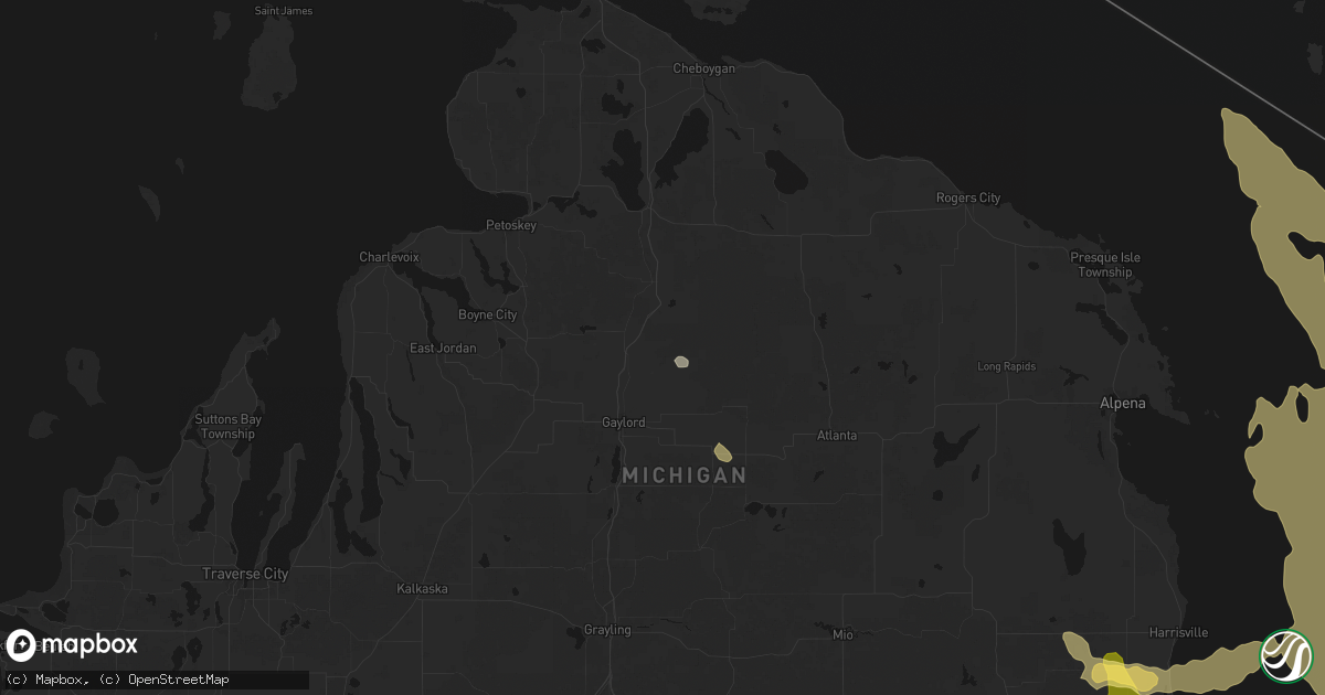 Hail map in Vanderbilt, MI on July 27, 2026